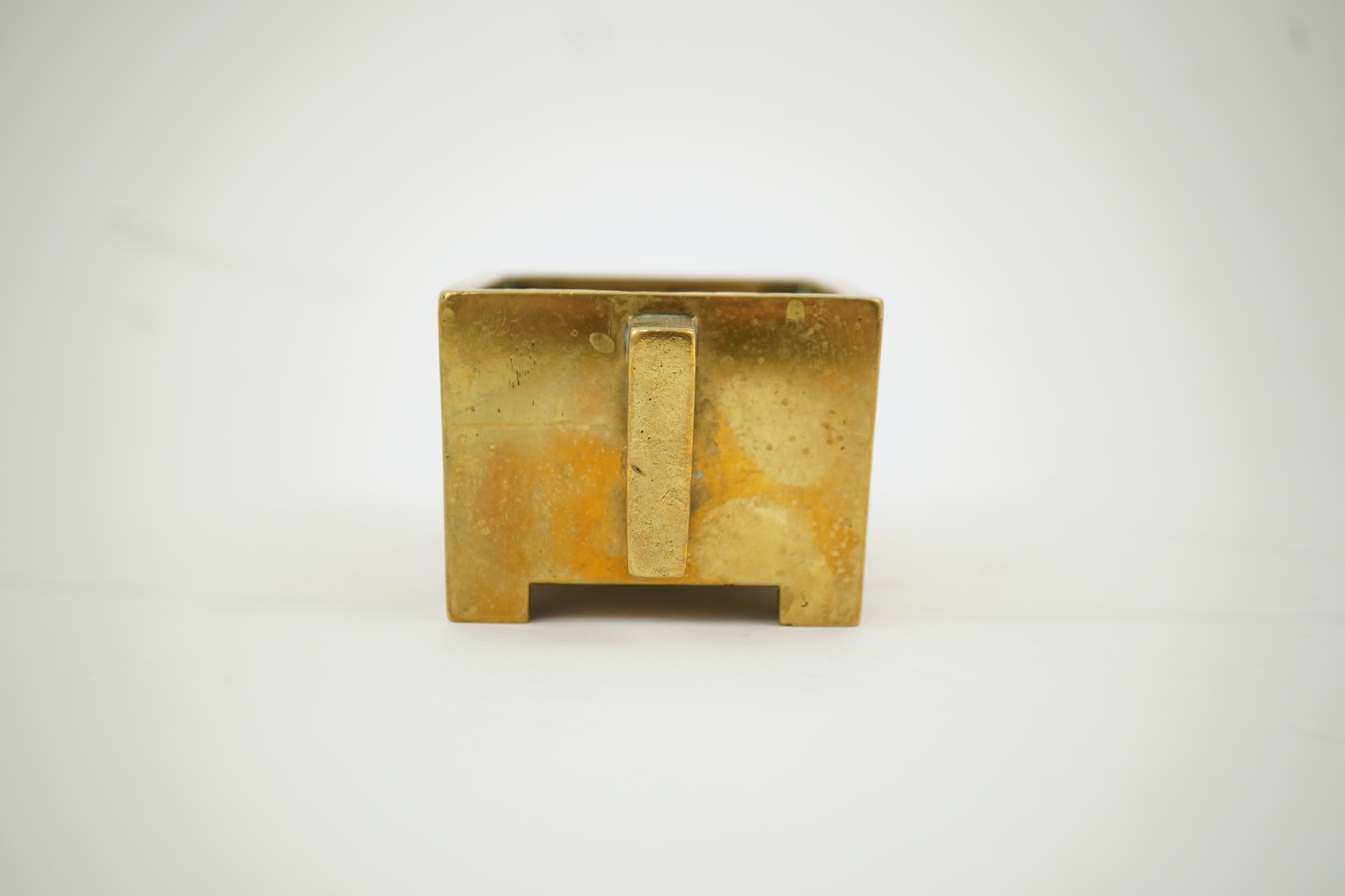 A Chinese bronze rectangular censer, fangding, Xuande mark, 18th century